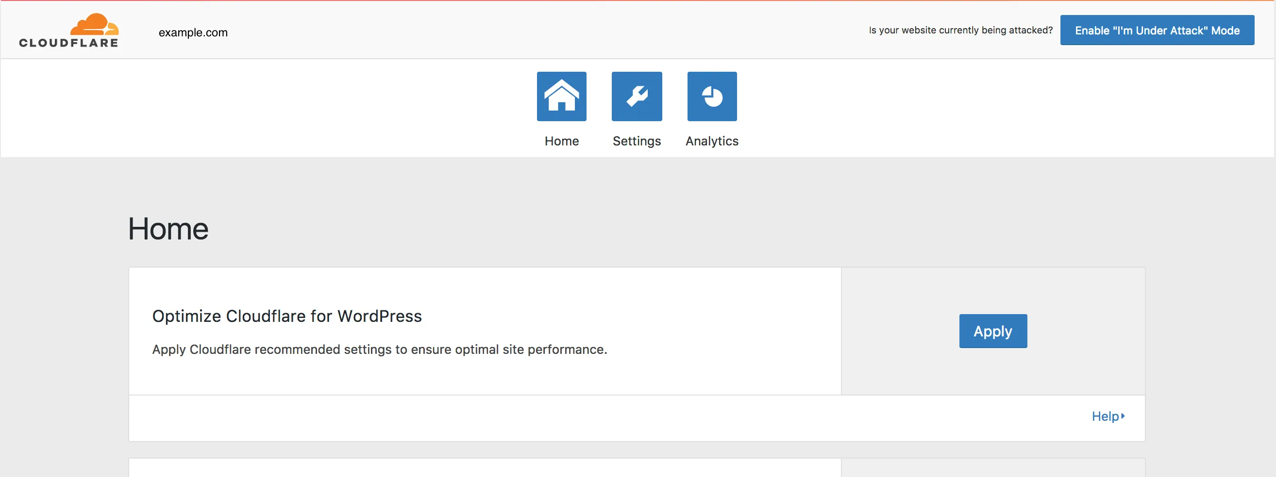 Cloudflare's one-click configuration WordPress plugin.